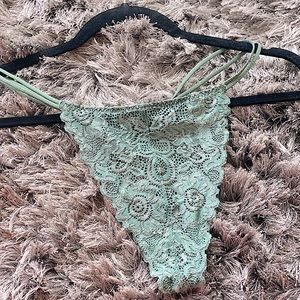 Olive Green Lace Thong